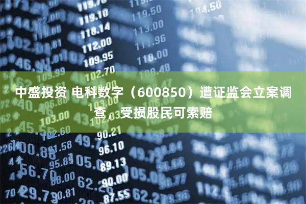 中盛投资 电科数字（600850）遭证监会立案调查，受损股民可索赔